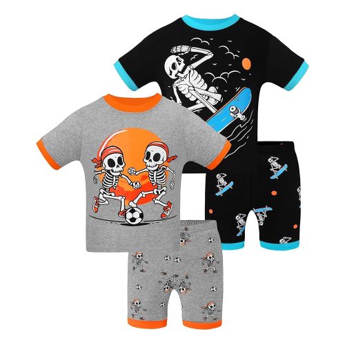 DAUGHTER QUEEN Boys Pajamas 4 Pieces Short Set 100% Cotton Sleepwear Size 18 Months-12 Years