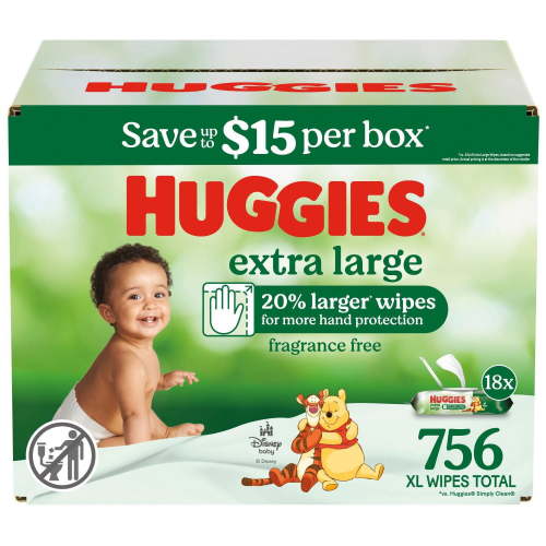 Huggies Extra Large Baby Wipes, 18 Flip-Top Packs, 756 ct.