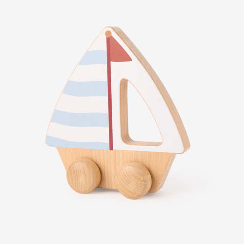 Wooden Push Toy Sail Boat BLUE / O/S