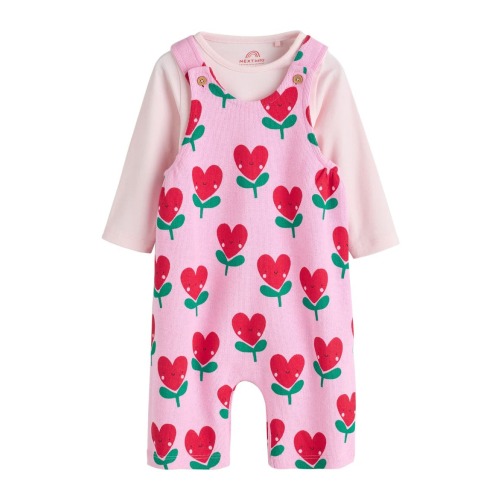 Flower Heart Overalls & Bodysuit Set