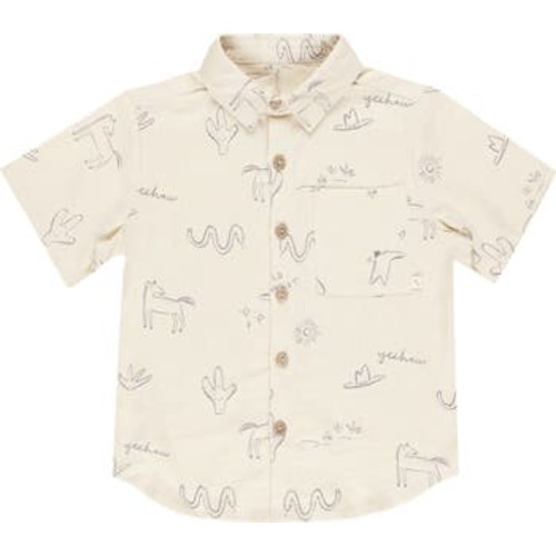 Kids' Print Linen Blend Button-Up Shirt