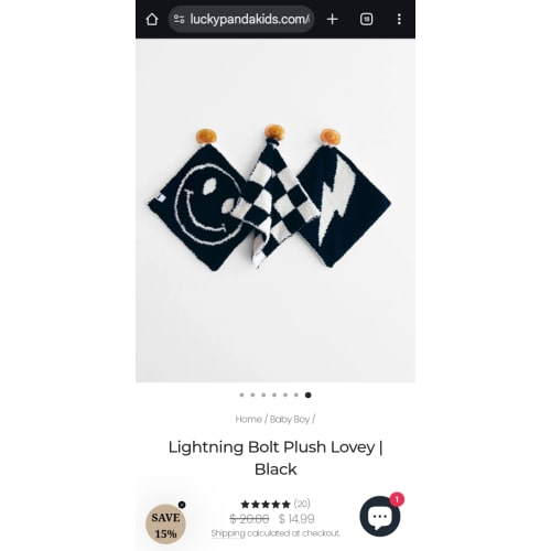 Lightning Bolt Plush Lovey | Black