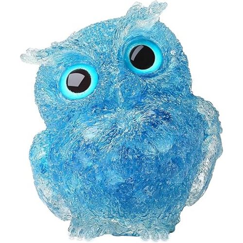 LAIDANLA Aquamarine 2.4" Owl Statue Natural Healing Crystal Cute Owl Animal Figurine Pocket Sculpture Reiki Spiritual Energy Gemstone Home Office Room Desk Decor Gifts for Women Men