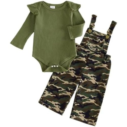 Newborn Baby Girl Fall Outfits Infant Rompers Overalls Pants Set