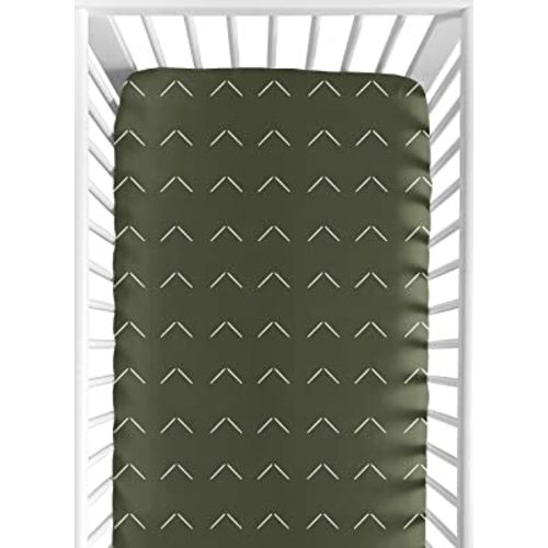 Sweet Jojo Designs Hunter Green Boho Arrow Boy or Girl Fitted Crib Sheet Baby or Toddler Bed Nursery - White Bohemian Tribal Southwest Chevron Geometric Herringbone Woodland Gender Neutral