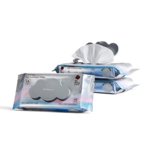 Bc Babycare Cloud Max Flushable Wipes, Sensitive Skin Friendly, Plant-Based Fibers, Fragrance Free, 336 ct