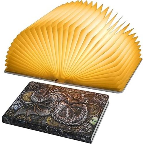 QXMGCBOK Folding Book Lamp Dragon Night Light, Book Light as Gifts for Book Lovers,Portable Bedside Light (3 Colors)