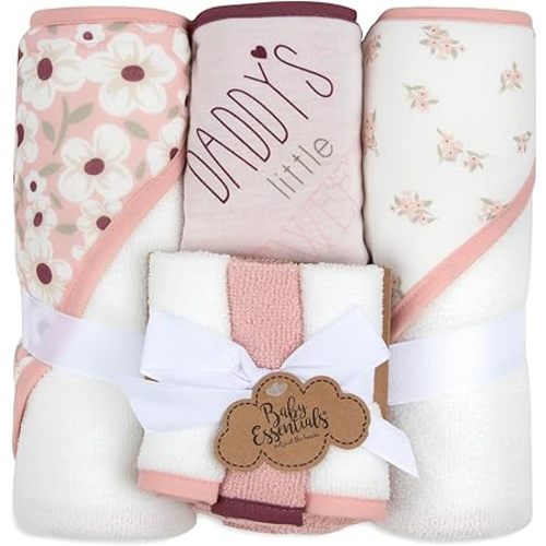 Baby Bath Essential Hooded Baby Bath Towel and Washcloth 6 Piece Set for Newborns, Infants & Toddlers, Boys & Girls Baby Hooded Towels Set (Puppy Dogs)