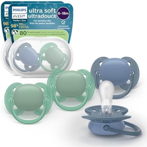 Philips Avent Ultra Soft Baby Pacifier for 6-18 Months, BPA-Free, 4-Pack