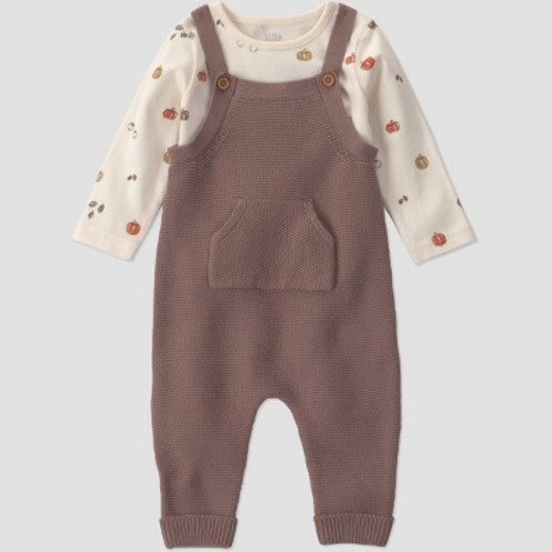 Little Planet By Carter's Baby 2pc pumpkin bodysuit and sweater Overalls set - Brown Newborn