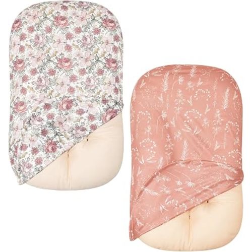 Little Jump 2 Pack Western Wild Flowers Baby Lounger Cover Soft Cotton Slipcover Fits Newborn Lounger for Baby Boys and Girls Infant Lounger Cover(2 Pack Vintage Floral)