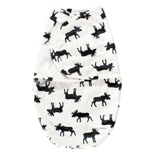 Hudson Baby Infant Boy Plush Faux Fur Swaddle Wrap, Moose, 0-3 Months