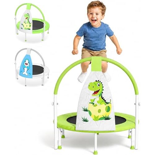 ZCMHAXJ 36" Toddler Trampoline, 3FT ASTM Certified Foldable Mini Trampoline for Kids with Animal Pattern, Kids Trampolines Indoor with Foam Handle, Gifts for Boys&Girls