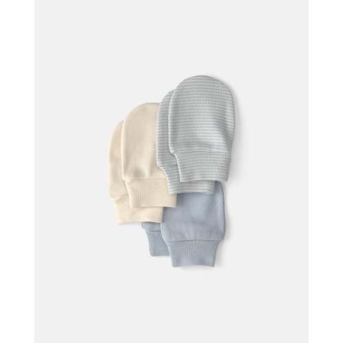 Baby 3-Pack Mitts - Blue/Ivory
