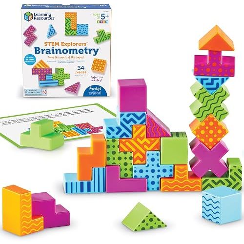 Learning Resources STEM Explorers Brainometry - 3D Puzzle Games for Kids, Kids Travel Games, Brain Teaser Puzzles, Pattern Memory Game, Brain Game Toys, Classroom Toys, 5 Year Old Boy and Girl Gifts