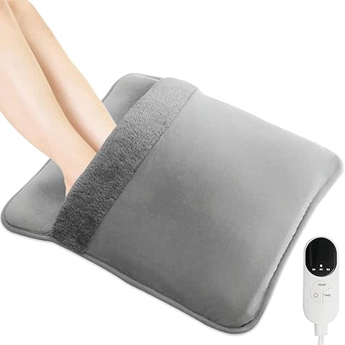 Heated Electric Pad for Foot,Double-Sided Heating,6 Fast Heating Settings 3 Timers,10 ft Cord Electric Fast Heat Pad with Heat Settings Under Desk,Bed,Office,Home