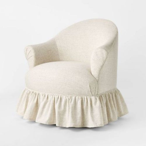 Ruffle Skirt Accent Chair with Swivel Cream Flecked Linen - Threshold™ designed with Studio McGee