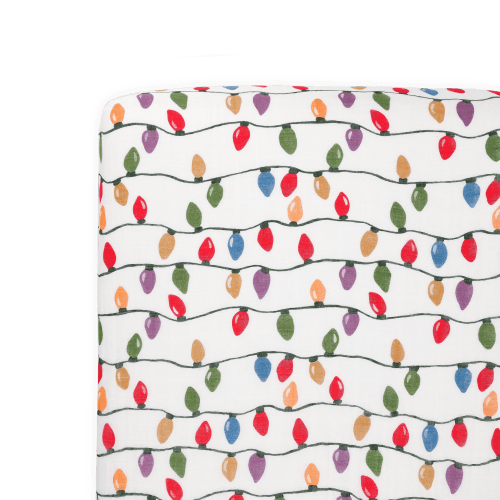 Cotton Muslin Crib Sheet - Christmas Bulbs