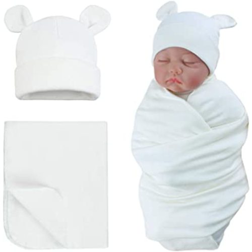 Amazon.com: PESAAT Newborn Hospital Hat 0-12Months Preemie Boys Girls Beanie Solid Infant Baby Hats Autumn Winter (US, Age, 0 Months, 6 Months, White(Hat+Swaddle)): Clothing, Shoes & Jewelry