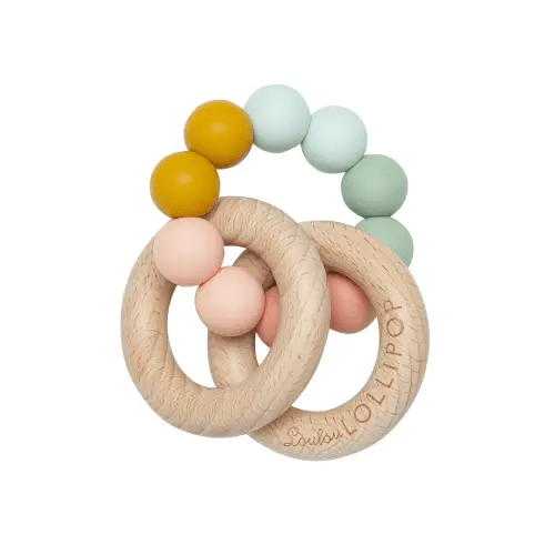 Bubble Silicone and Wood Teether - Rainbow