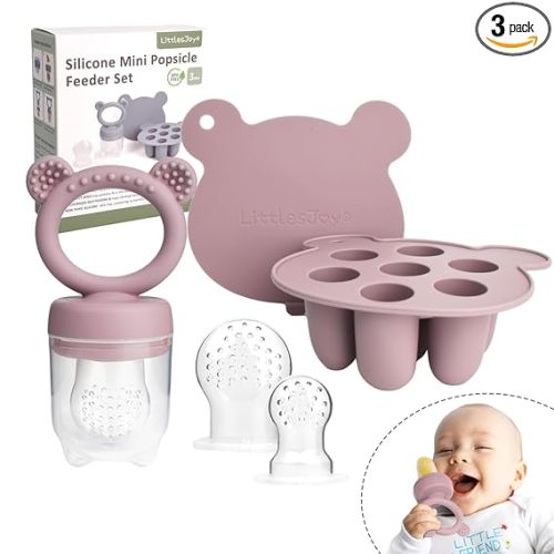 Baby Teething Relief teether, Breast Milk Popsicle Mold for purees .Silicone Baby Fruit Food Feeder for Safe Infant Self Feeding, BPA Freefor 3 Month+ (Dusty Lilac)