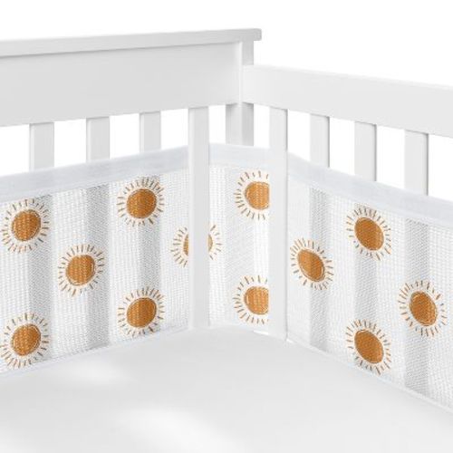 Sweet Jojo Designs Gender Neutral Unisex BreathableBaby Breathable Mesh Crib Liner Baby Nursery Boho Sun Orange White