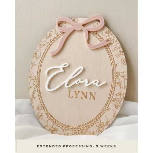 Girl Name Sign for Hospital Name Announcement Sign Newborn Girl Baby Name Plaques Floral Baby Announcement Vintage Name Nursery Decor Girly