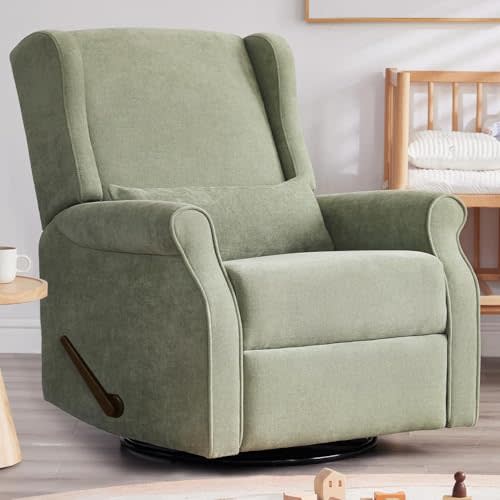 Eiayeebil Nursery Swivel Glider Recliner,Rocking Chair Nursery with Footrest,Rocking Recliner Chair for Nursery,Glider Rocker Recliner for Living Room & Bedroom,Green