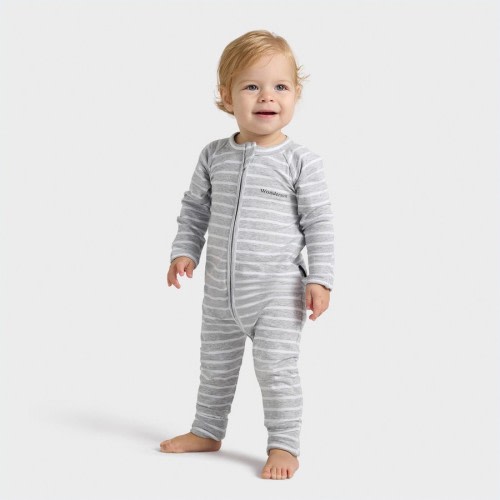 Bonds Baby Stripe Zip Wondersuit - Grey