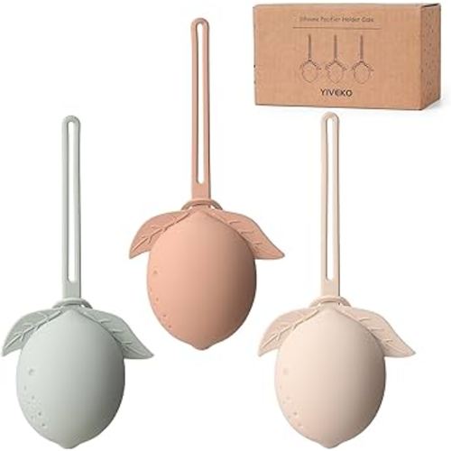 Silicone Pacifier Holder Case Binky Holder Baby Pacifier Case for Boys Girls Portable Silicone Paci Storage Pouch for Newborns 3 Pack-Ivory+Sage+Brown