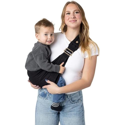 Mabē Monarch Toddler Sling Carrier – Ergonomic Hip Carry Support for Toddlers – Adjustable and Breathable Sling for Easy Up/Down & Comfortable Holding (16–45 lbs, Black)
