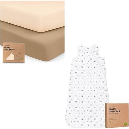 KeaBabies 2-Pack Crib Sheets for Boys, Girls and Baby Sleep Sack 6-12/12-18 Months - Jersey Fitted Crib Sheet, Baby Crib Sheets Neutral - Cotton Wearable Blanket Swaddle Sack