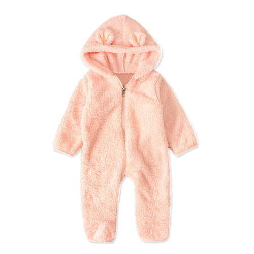 XYIJANI Clearance Onesies 0-3 Months Unisex Infant Fleece Coat Ears Romper Jumpsuit Boy Bear Hooded Girl Footed Baby Boys Romper&Jumpsuit Newborn Clothes (Pink,60)