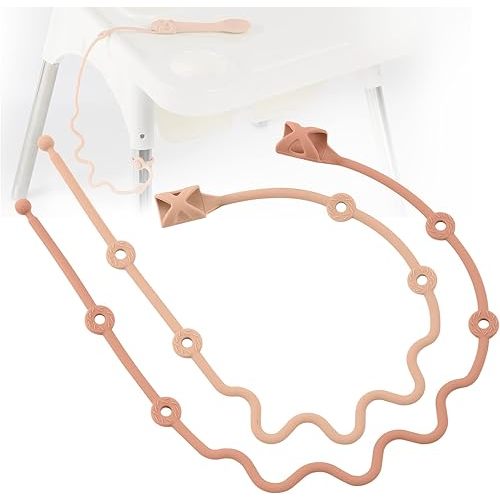 Toddler Utensils，Silicone Stretch Lids for fork and spoon,Holder Strap Food Grade Silicone Keep Fork and Spoon Off The Floor Great for Baby and Kids Dishwasher Safe （Apricot and Orange)