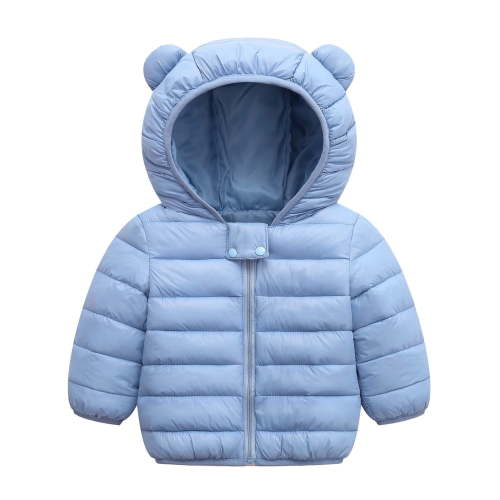 Dpytoraw Toddler Boys Girls Winter Long Sleeve Solid Coat Bear Ears Hooded Jacket Thicken Windproof Zipper Warm Outwear Size 9-12 Months