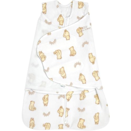 HALO Micro-Fleece Sleepsack Swaddle, 3-Way Adjustable Wearable Blanket, TOG 3.0, Sunshine Winnie, Small, 3-6