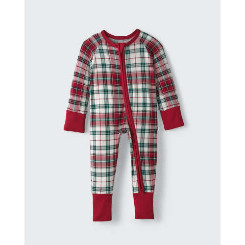 Holly Plaid Zippy | Little Sleepies - NB or 0-3