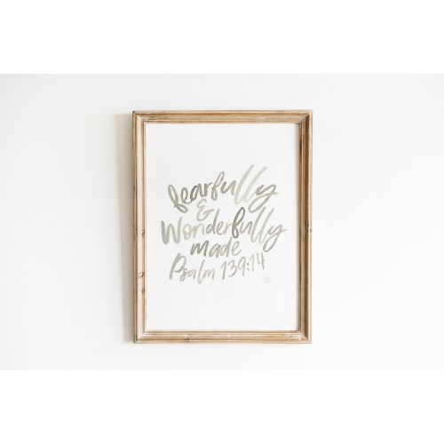 Psalm 139:14 Fearfully and Wonderfully Made Watercolor Print, Nursery art, Scripture Wall Decor