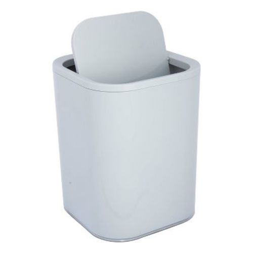 Acrylic Square with Rounded Edges Bathroom Waste Basket Gray - Bath Bliss: Compact Design, 10" High, 7.5" Wide