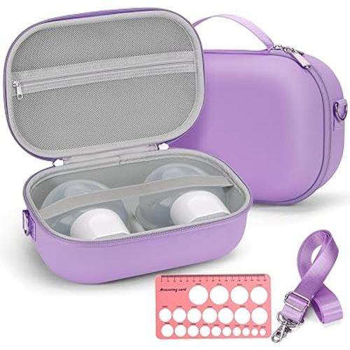 Wearable Breast Pump Bag for Hands-Free Breast Pumps, Hard Breast Pump Case for Momcozy/Willow/eufy/Security/Medela and More, Storage Bag for Pumping Travel Bag/Diaper Bag/Handbag (Purple)