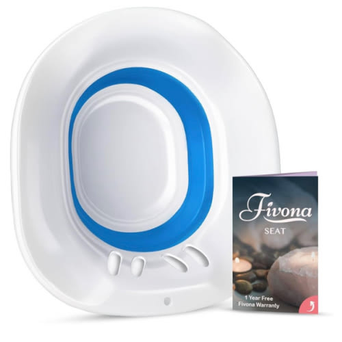 Fivona Sitz Bath for Toilet Seat Postpartum and Hemorrhoids Care - Yoni Steam Seat - Foldable Basin for Epsom Salt Soak - Portable Bidet BPA Free Temperature Resistant - Universal Fit - Blue