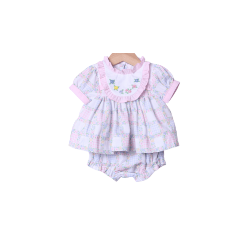 French Knot Flower Patchwork Bloomer Set – The Smocked Flamingo