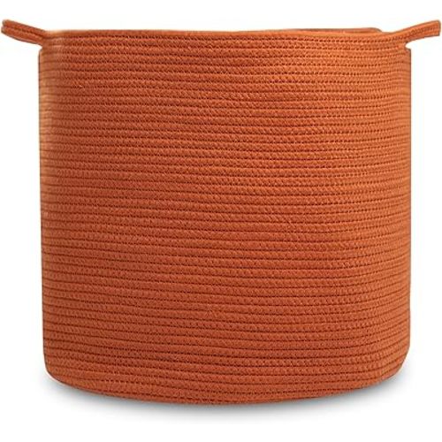 Natemia Large Woven Storage Basket (15" x 15" x 14") - Baby and Toy Organizer, Blanket Basket, Perfect Baby Registry Gift