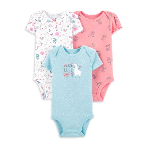 Child of Mine by Carter's Baby Girl Short Sleeve Bodysuits, 3-Pack