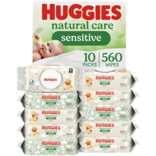 Huggies Natural Care Sensitive Baby Wipes, Unscented, 10 Packs, 560 Wipes
