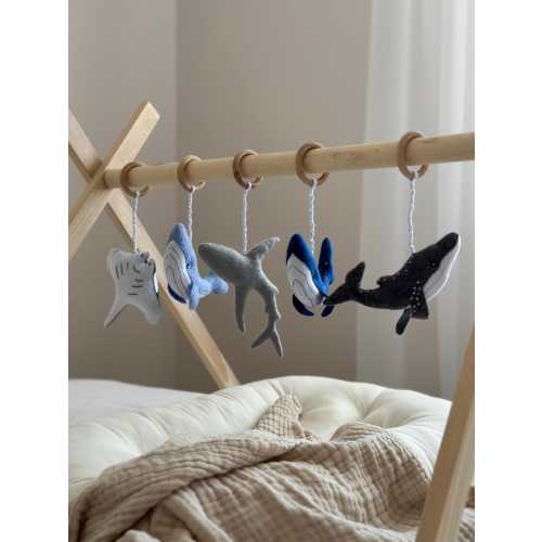 Ocean play gym hanging toys ,ocean play mat,ocean mobile,wooden hanging toys, montessori play gym,ocean nursery decor, babys first year