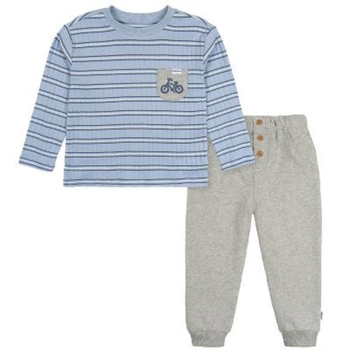 Gerber Baby Boys' 2-Piece Top & Jogger Set, Grey, 18 Months