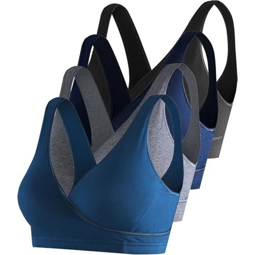 SUIEK 4 Pack Nursing Sleep Bra Maternity Bralette Cotton Breastfeeding Bras
