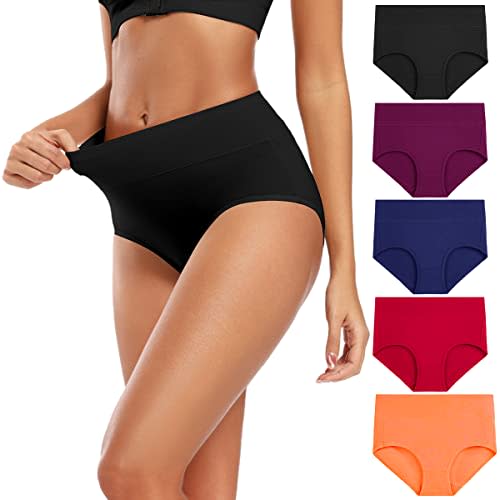 Molasus Women's Cotton Underwear High Waisted Full Coverage Ladies Panties (Regular & Plus Size)
