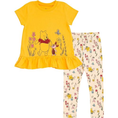 18 M. Disney Girls Peplum T-Shirt and Leggings Outfit Set Newborn to Big Kid Sizes (0-3 Months - 10-12)